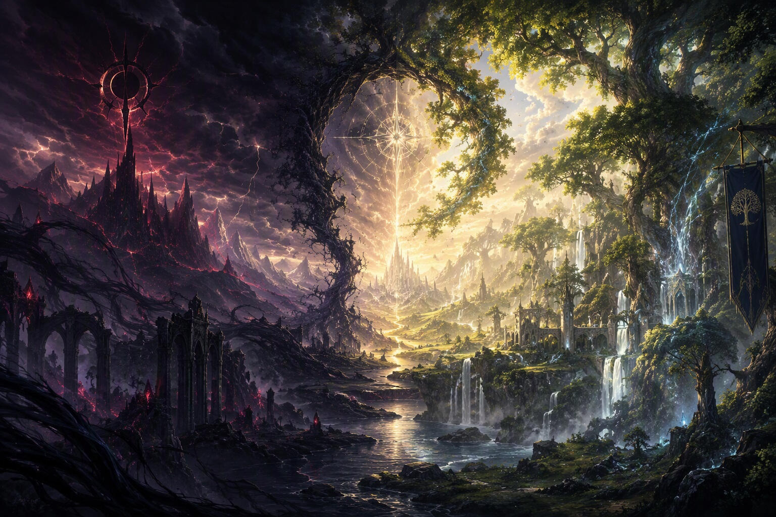 A world divided between light and shadow. A destiny caught between them.